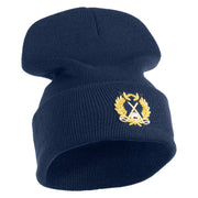 Metallic Golf Crest Sport Embroidered Iron on Patch 12 Inch Long Knitted Beanie - Navy OSFM