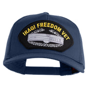 Iraqi Freedom Vet Patched Solid Cotton Twill 5 panel Mesh Back Cap - Navy OSFM