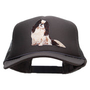 Japanese Chin Dog Patched Foam Front Golf Style Mesh Back Cap - Charcoal OSFM