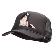 Japanese Chin Dog Patched Foam Front Golf Style Mesh Back Cap - Charcoal OSFM