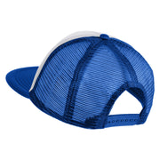 Old English Black H Patched Flat Bill Trucker Snapback Cap - White Royal OSFM