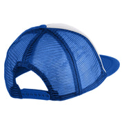 Old English Black H Patched Flat Bill Trucker Snapback Cap - White Royal OSFM