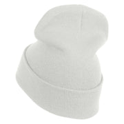 Metallic Golf Crest Sport Embroidered Iron on Patch 12 Inch Long Knitted Beanie - White OSFM