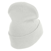 Metallic Golf Crest Sport Embroidered Iron on Patch 12 Inch Long Knitted Beanie - White OSFM