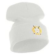 Metallic Golf Crest Sport Embroidered Iron on Patch 12 Inch Long Knitted Beanie - White OSFM