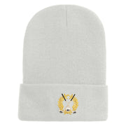 Metallic Golf Crest Sport Embroidered Iron on Patch 12 Inch Long Knitted Beanie - White OSFM
