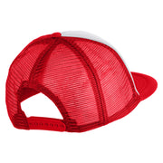 Old English Black H Patched Flat Bill Trucker Snapback Cap - White Red OSFM
