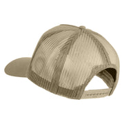 USS Coral Sea CV 43 Blue Patched Solid Cotton Twill 5 panel Mesh Back Cap - Khaki OSFM