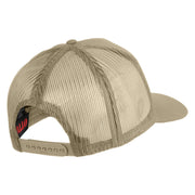 USS Coral Sea CV 43 Blue Patched Solid Cotton Twill 5 panel Mesh Back Cap - Khaki OSFM