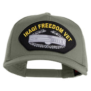Iraqi Freedom Vet Patched Solid Cotton Twill 5 panel Mesh Back Cap - Grey OSFM