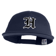 Old English Black H Patched Flat Bill Trucker Snapback Cap - Navy OSFM