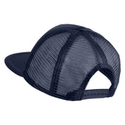 Old English Black H Patched Flat Bill Trucker Snapback Cap - Navy OSFM