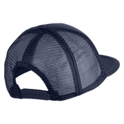 Old English Black H Patched Flat Bill Trucker Snapback Cap - Navy OSFM