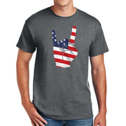 American Rockin Roll Graphic Design Men's Big Size Cotton Polyester DryBlend T-Shirt - Dk-Heather XS