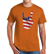 American Rockin Roll Graphic Design Men's Big Size Cotton Polyester DryBlend T-Shirt - Texas-Orange XS