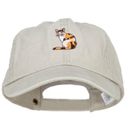 Calico Cat Embroidered Washed Cotton Twill Cap