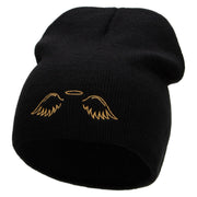 Angel Wings Embroidered 8 inch Acrylic Short Blank Beanie