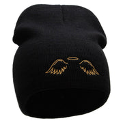 Angel Wings Embroidered 8 inch Acrylic Short Blank Beanie