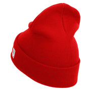 USMC Embroidered 12 Inch Solid Knit Cuff Long Beanie Made in USA - Red OSFM