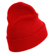 USMC Embroidered 12 Inch Solid Knit Cuff Long Beanie Made in USA - Red OSFM