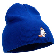 Made in USA Ragdoll Cat Icon Embroidered 8 Inch Short Beanie - Royal-Blue OSFM