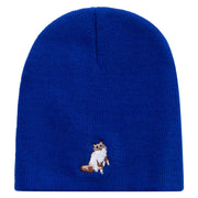 Made in USA Ragdoll Cat Icon Embroidered 8 Inch Short Beanie - Royal-Blue OSFM