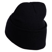 Retired US Navy Logo Embroidered 12 Inch Cuff Long Beanie Made in USA - Black OSFM