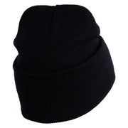 Retired US Navy Logo Embroidered 12 Inch Cuff Long Beanie Made in USA - Black OSFM