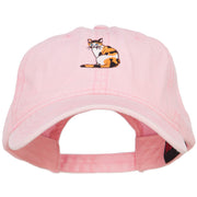 Calico Cat Embroidered Washed Cotton Twill Cap