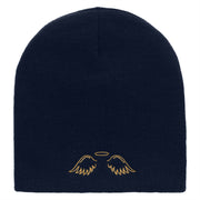 Angel Wings Embroidered 8 inch Acrylic Short Blank Beanie