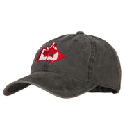 Canada Flag Map Embroidered Washed Cotton Twill Cap