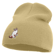 Made in USA Ragdoll Cat Icon Embroidered 8 Inch Short Beanie - Cream OSFM