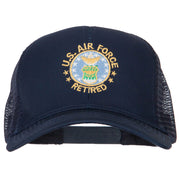 US Air Force Retired Circle Embroidered Solid Cotton Mesh Pro Cap