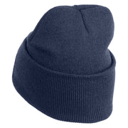 Retired US Navy Logo Embroidered 12 Inch Cuff Long Beanie Made in USA - Navy OSFM