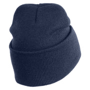 Retired US Navy Logo Embroidered 12 Inch Cuff Long Beanie Made in USA - Navy OSFM
