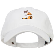 Calico Cat Embroidered Washed Cotton Twill Cap