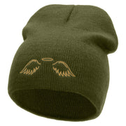 Angel Wings Embroidered 8 inch Acrylic Short Blank Beanie