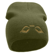 Angel Wings Embroidered 8 inch Acrylic Short Blank Beanie