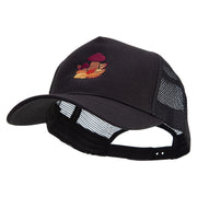 Autumn Shrooms Embroidered Five Panels Pro Style Trucker Mesh Cap - Black OSFM