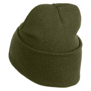 Retired US Navy Logo Embroidered 12 Inch Cuff Long Beanie Made in USA - Olive OSFM