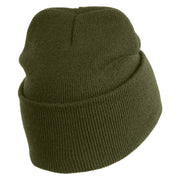 Retired US Navy Logo Embroidered 12 Inch Cuff Long Beanie Made in USA - Olive OSFM