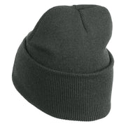 Retired US Navy Logo Embroidered 12 Inch Cuff Long Beanie Made in USA - Graphite OSFM
