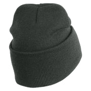 Retired US Navy Logo Embroidered 12 Inch Cuff Long Beanie Made in USA - Graphite OSFM