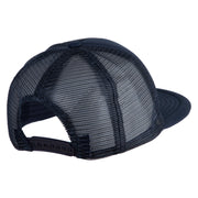 Old English Black M Patched Flat Bill Trucker Snapback Cap - Navy OSFM