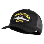 USS Galveston CL 93 Patched Solid Cotton Twill 5 panel Mesh Back Cap - Black OSFM