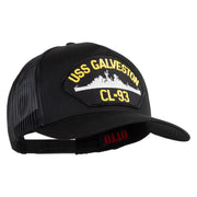 USS Galveston CL 93 Patched Solid Cotton Twill 5 panel Mesh Back Cap - Black OSFM