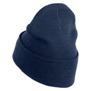 Extra Small Skull Halloween Embroidered Iron On Patched 12 Inch Long Knitted Beanie - Navy OSFM