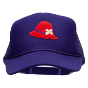 Lady Red Hat Patched Foam Front Golf Style Mesh Back Cap - Purple OSFM