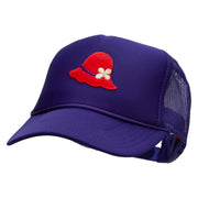 Lady Red Hat Patched Foam Front Golf Style Mesh Back Cap - Purple OSFM