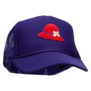 Lady Red Hat Patched Foam Front Golf Style Mesh Back Cap - Purple OSFM